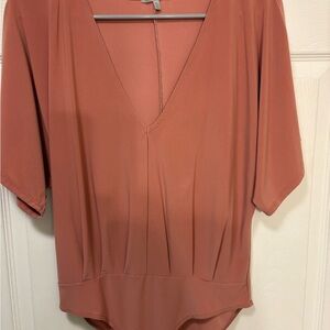 Charlotte Russe V-Neck Bodysuit in Warm Rust